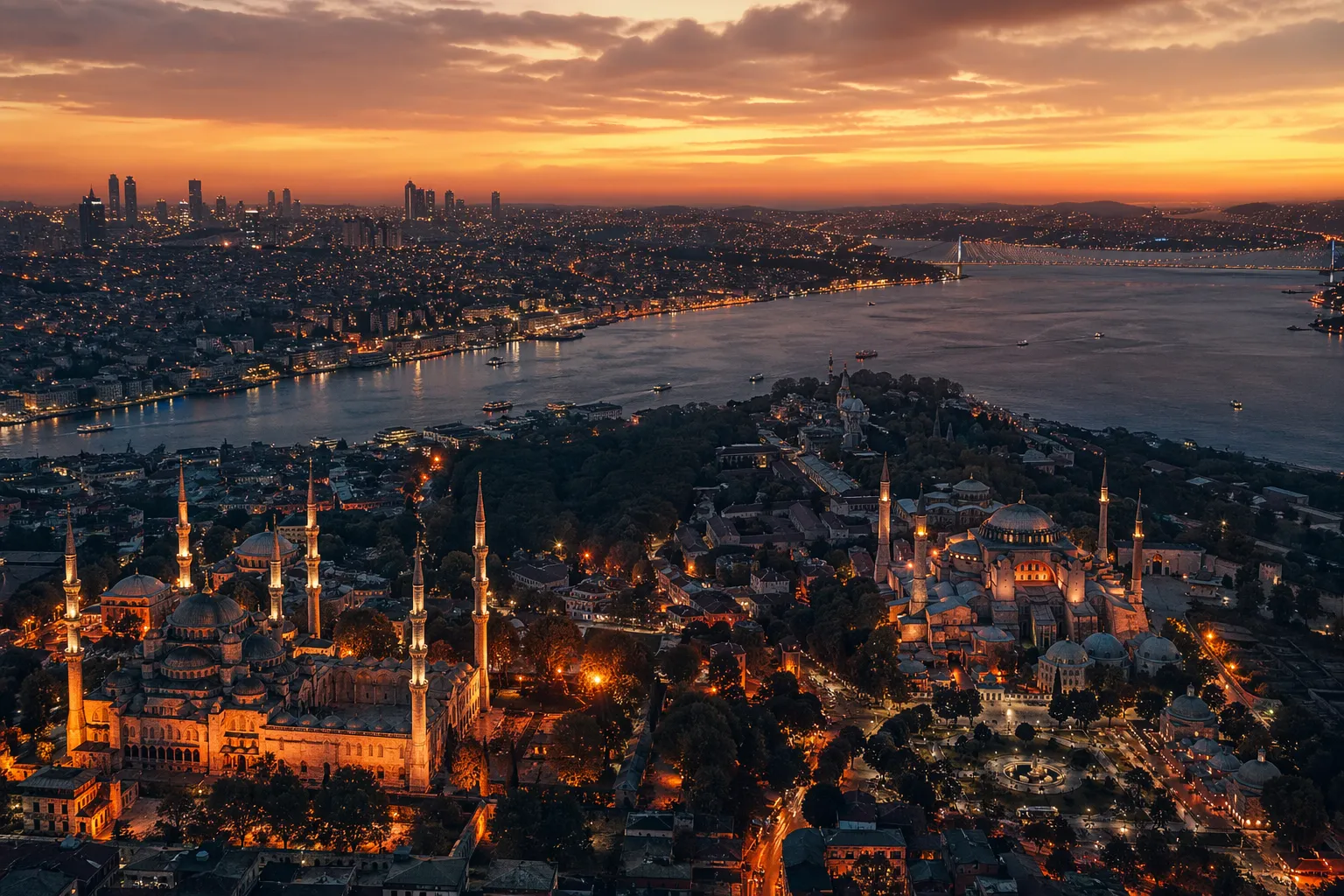 Istanbul skyline at dusk for Pakistan honeymoon couples visiting Turkey