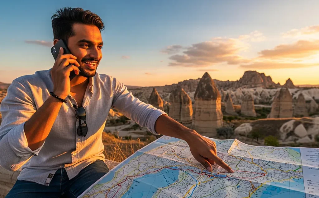 A man with the Guide Map for safe Journey | Karachi travel agency trust | custom trip planner Pakistan | Zaviamo Travels
