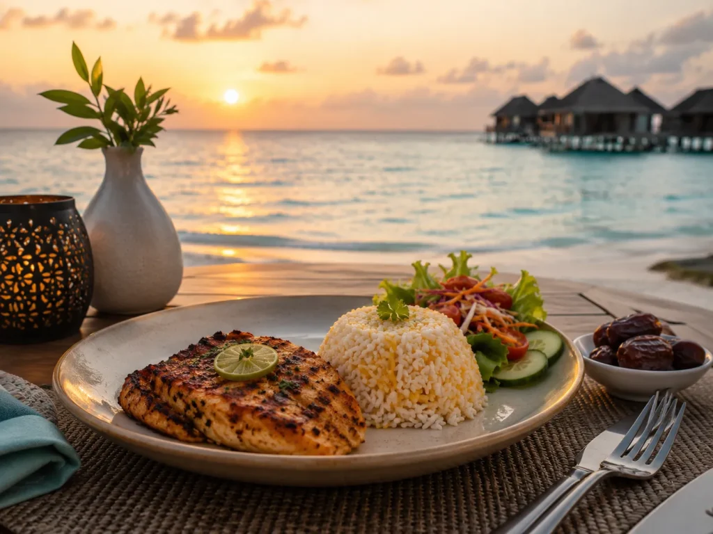 Halal food at Maldives resort restaurant for Pakistani families summer 2026