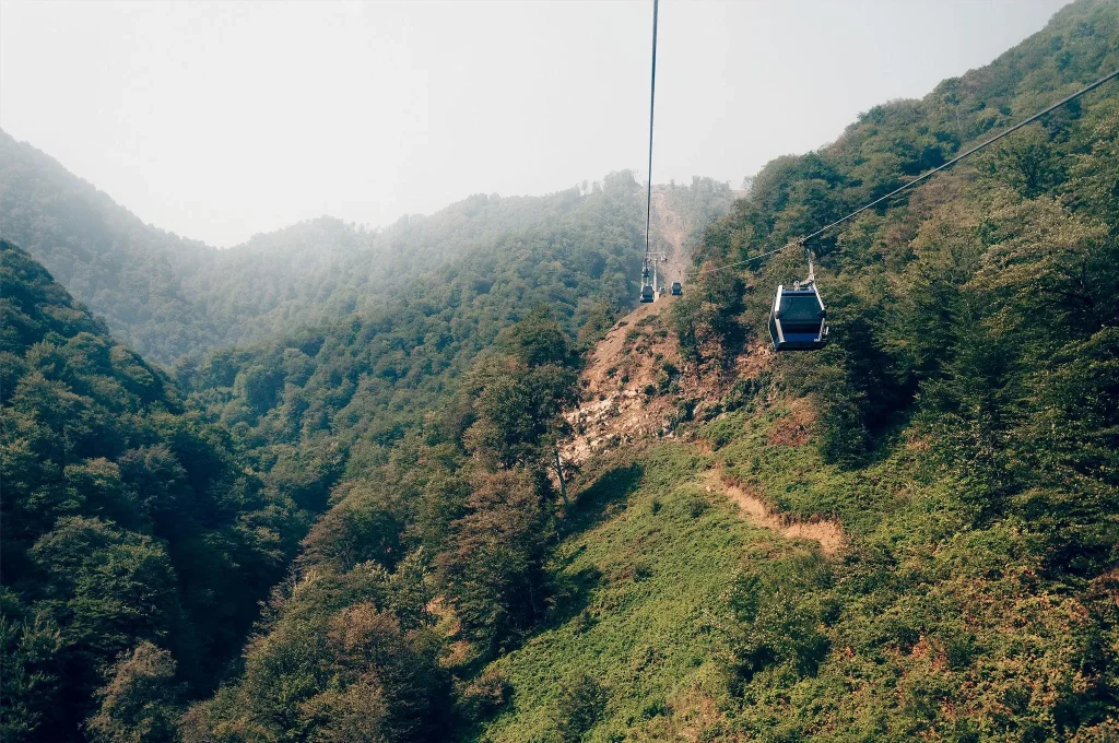 Cable chair lift at Green Mountains of Gabala, Azerbaijan picked by pakistani families organized by Zaviamo Custom Trip Planner