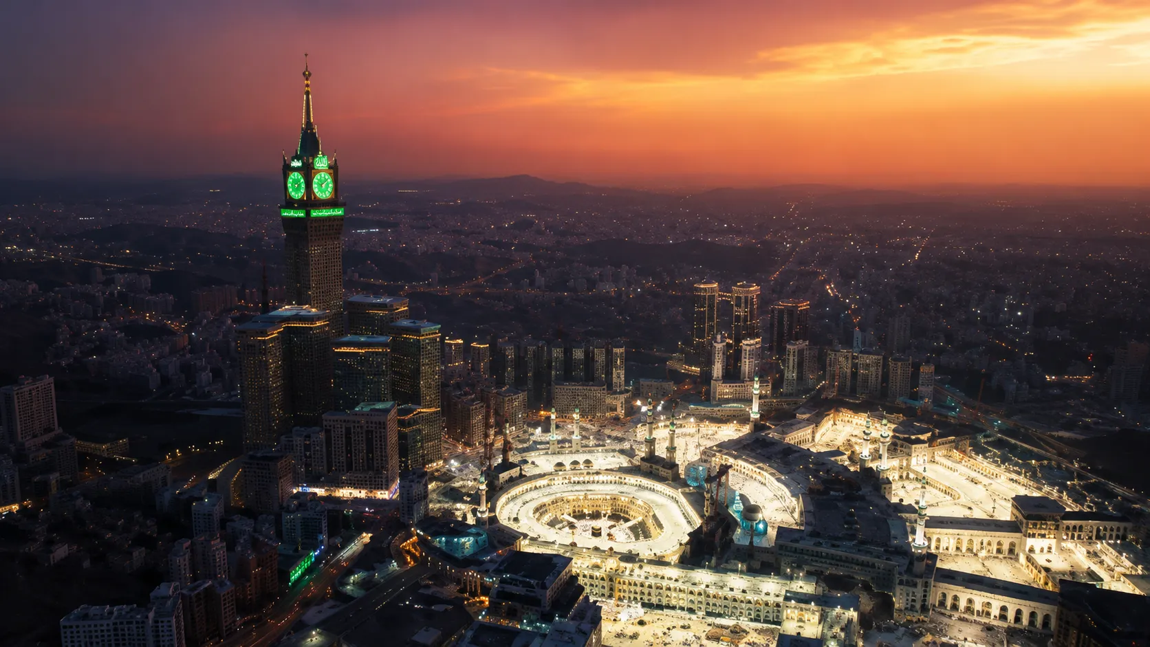 Masjid al-Haram in Makkah at blue hour with pilgrims performing Tawaf around the Kaaba before Fajr prayer | Umrah From Pakistan