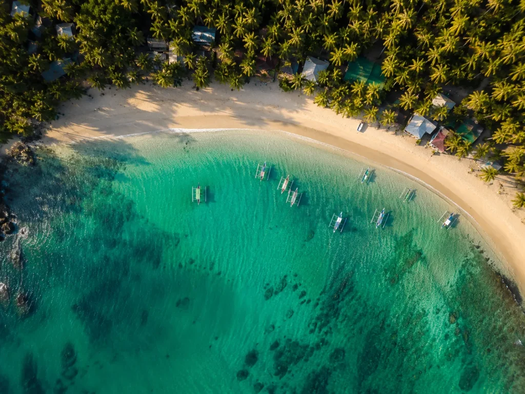 Aerial view of Mirissa beach Sri Lanka, ideal living base for digital nomad visa remote workers