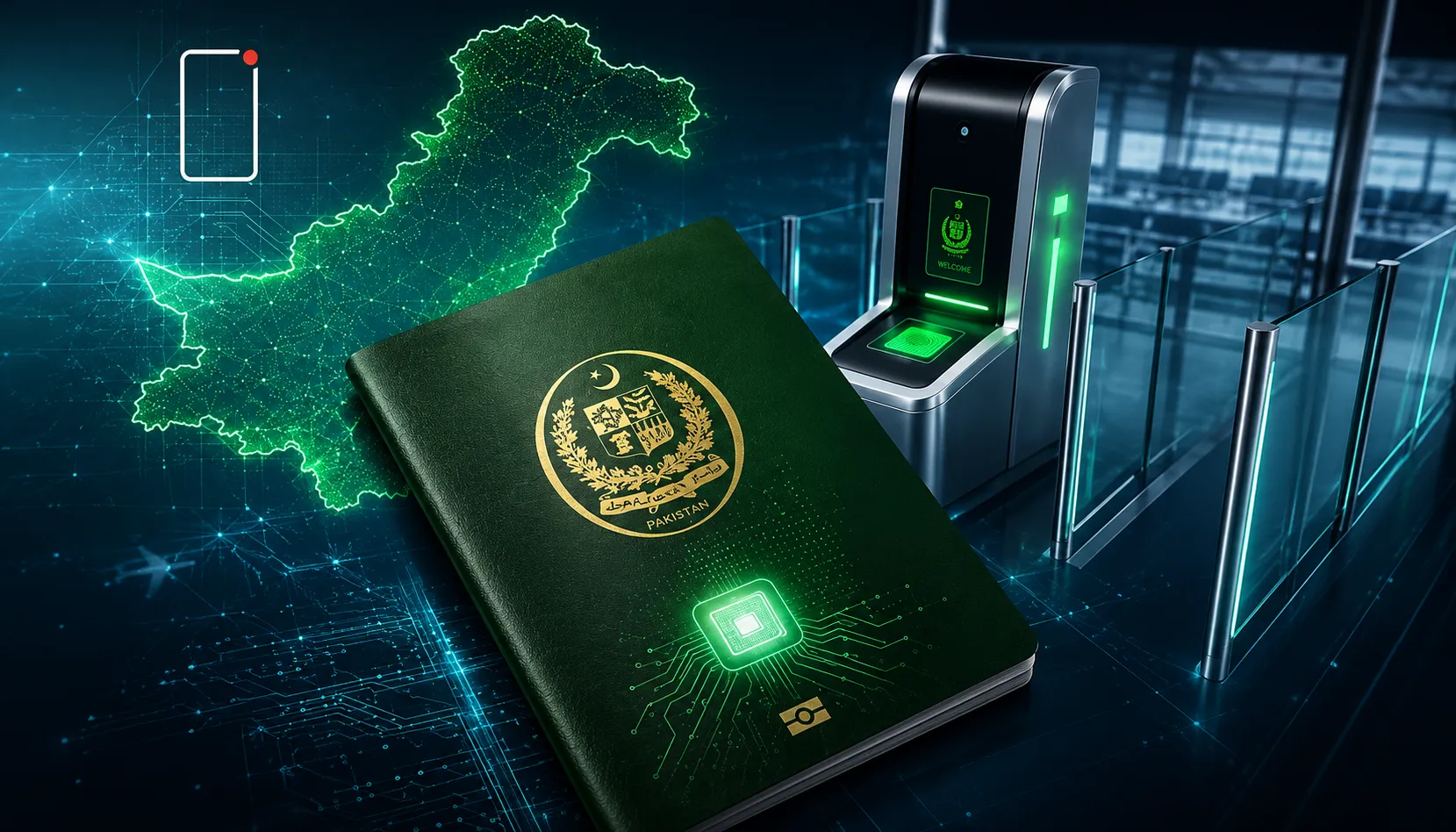 Pakistan e-passport biometric chip data page close-up, summer 2026 travel guide for families