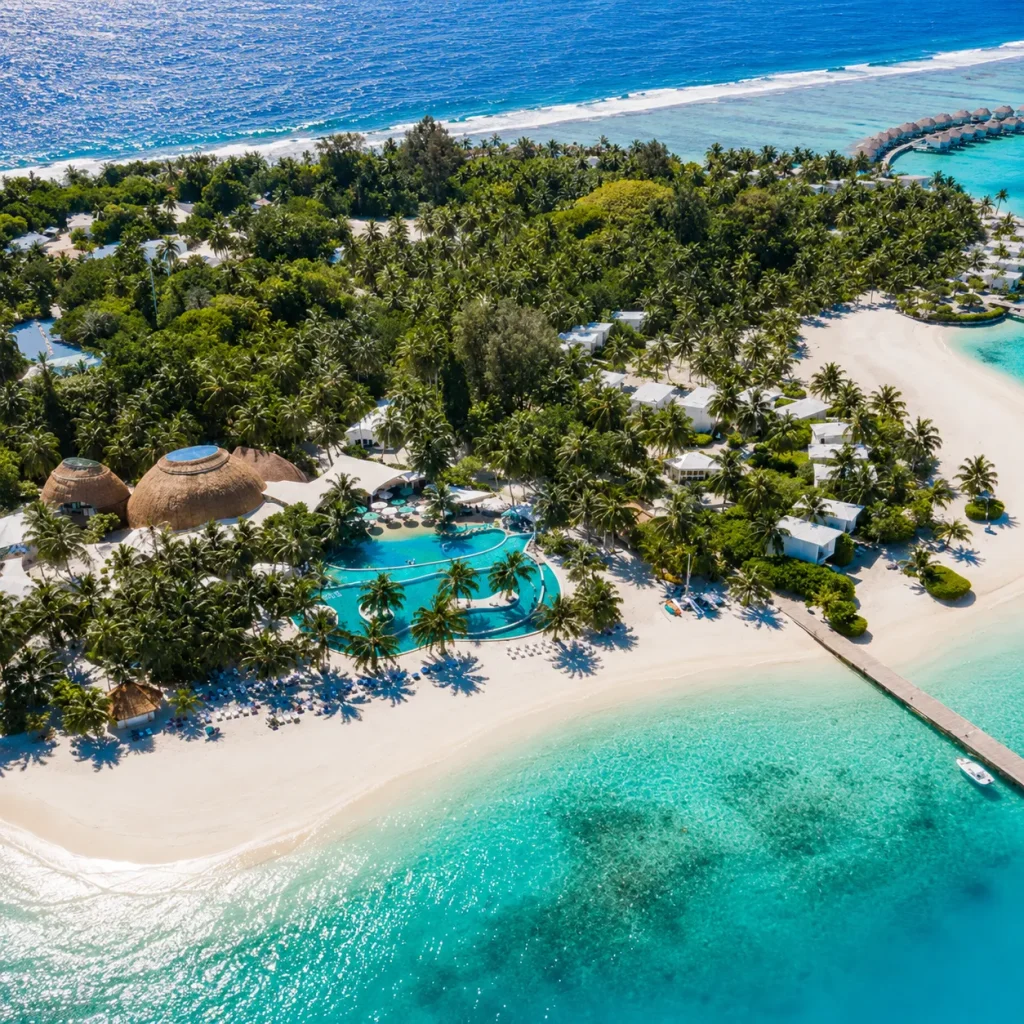Maldives overwater villa deck with ocean view, custom summer trip from Pakistan | cheapest time to fly summer 