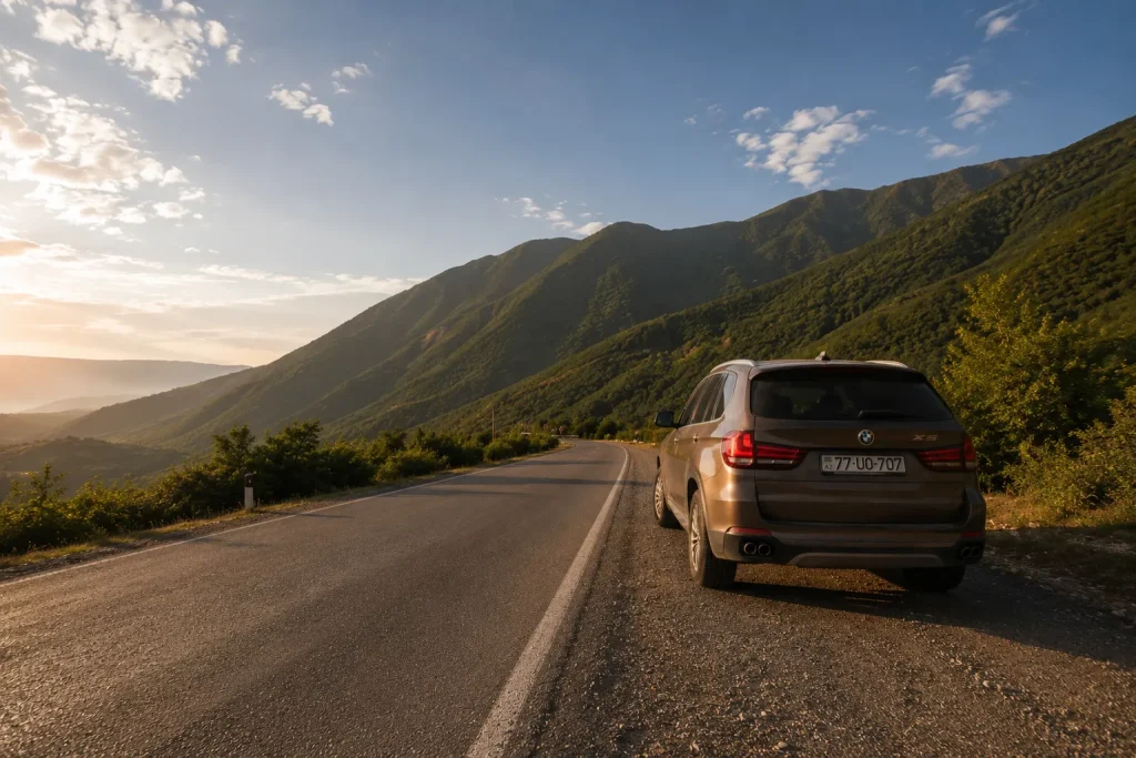 Baku family trip private mountain transfer stop near Gabala for the kids