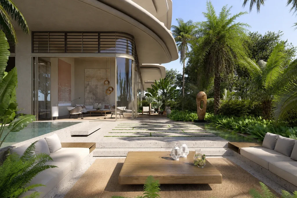 Luxury villa terrace and private pool ahead of the Bulgari Maldives opening date