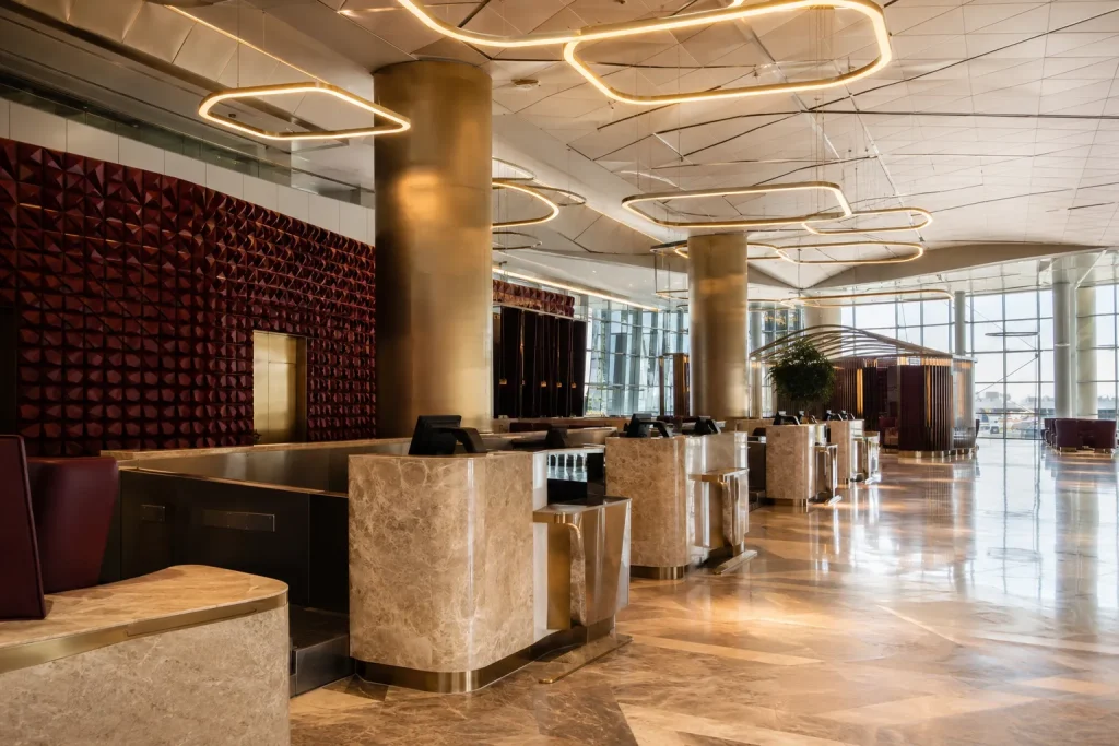Premium check-in hall at Hamad International Airport in Doha