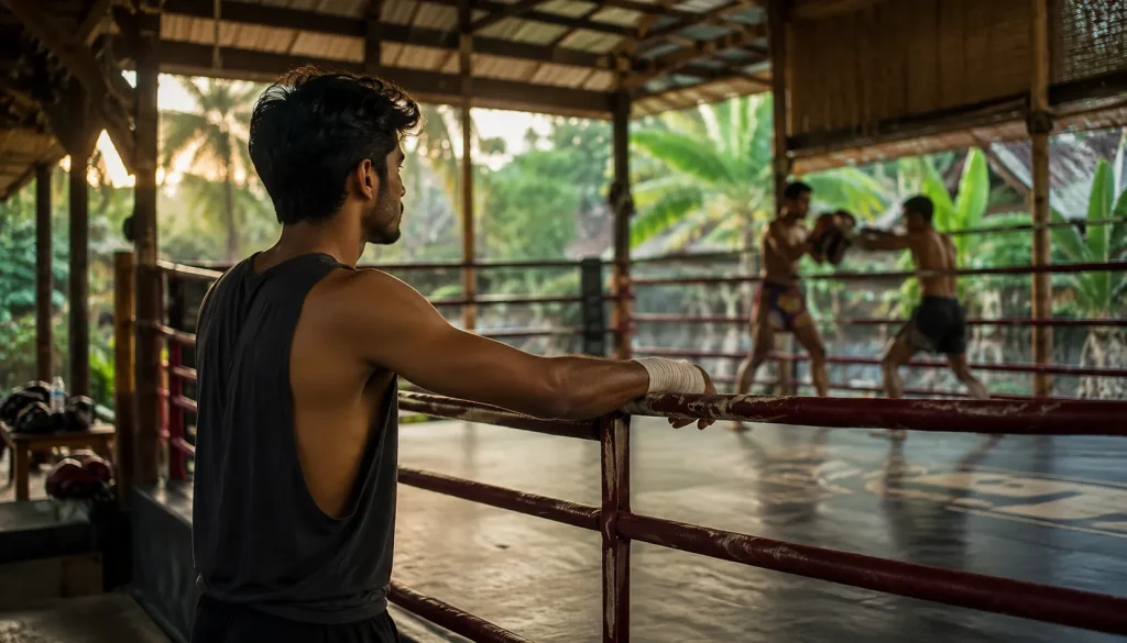 Traveler at a Muay Thai gym exploring the Thailand DTV visa Pakistani Soft Power route