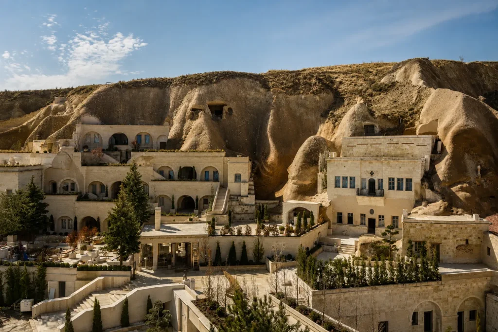 Cave hotel built into Cappadocia's soft volcanic rock near Göreme, a stop no AI trip planner for Turkey should skip.