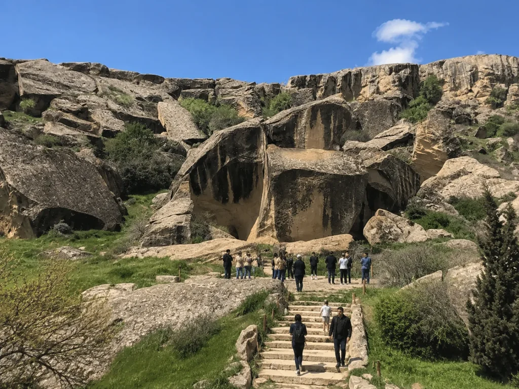 Gobustan rock carving site near Baku, a day trip on an Azerbaijan e-visa for Pakistanis