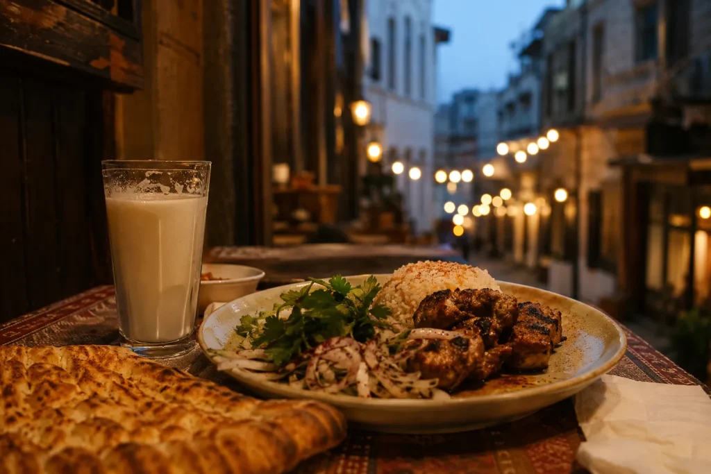 Solo dinner table in Beyoğlu, Istanbul, halal dining made easy for solo travel Turkey