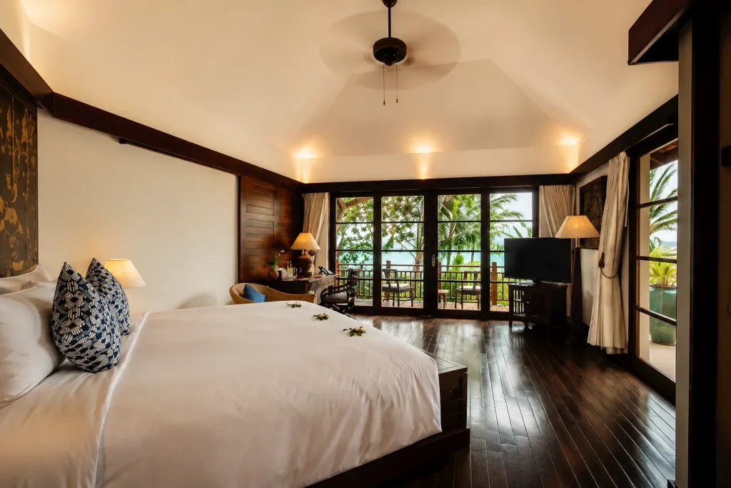 Napasai resort bedroom on Koh Samui, a family-sized stay for a Thailand halal family holiday