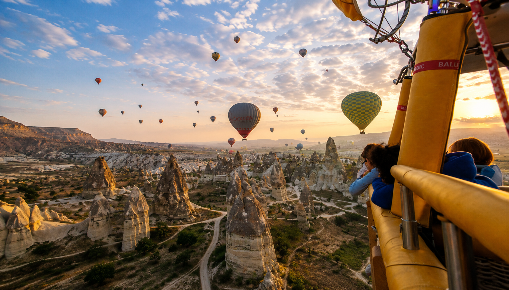 Hot air balloon flight over Cappadocia, a highlight of solo travel Turkey in September