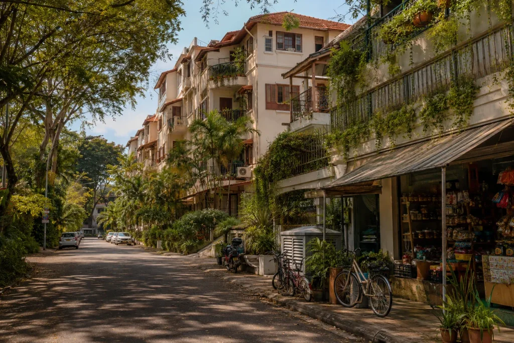 Residential Bangsar street in Kuala Lumpur, a neighbourhood base for Malaysia digital nomad visa holders.