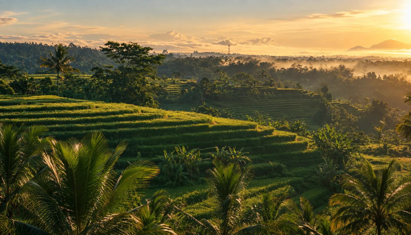 Sunrise over Bali's rice terraces, the destination behind the island's tightened 2026 entry requirements