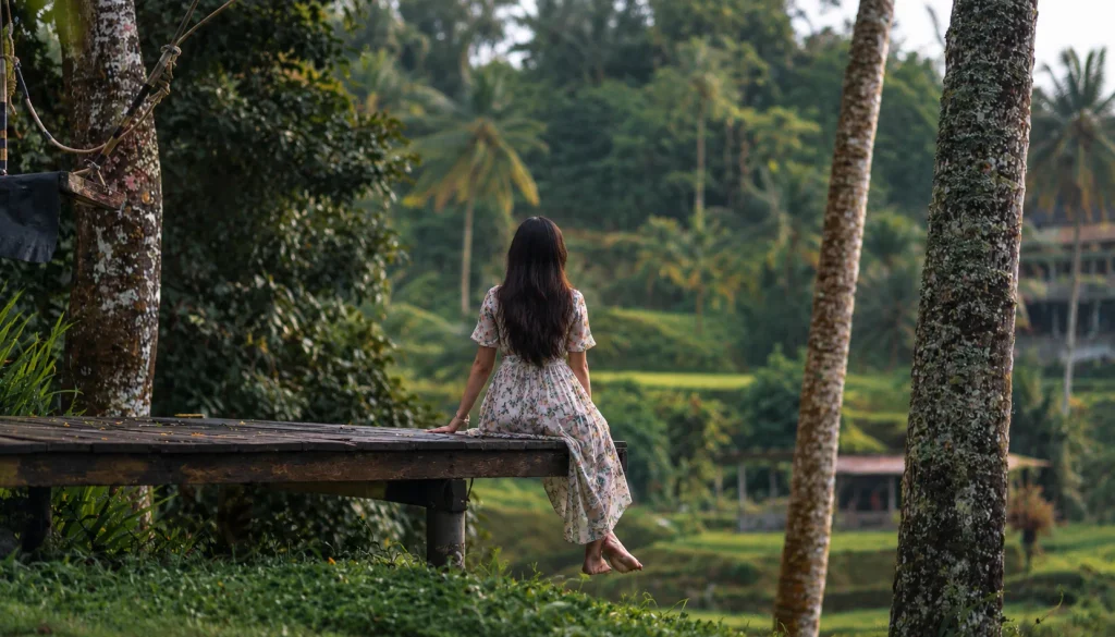 Traveler overlooking Bali's rice terraces, the payoff after clearing the island's updated entry requirements