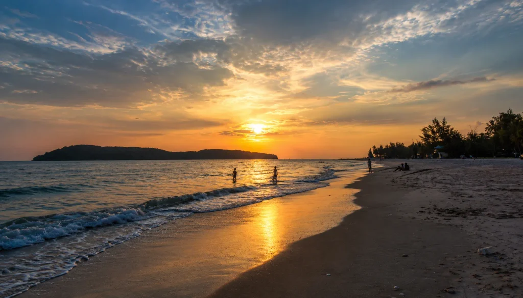 Langkawi beach at sunset, the west-coast pick after a Karachi to Kuala Lumpur direct flight