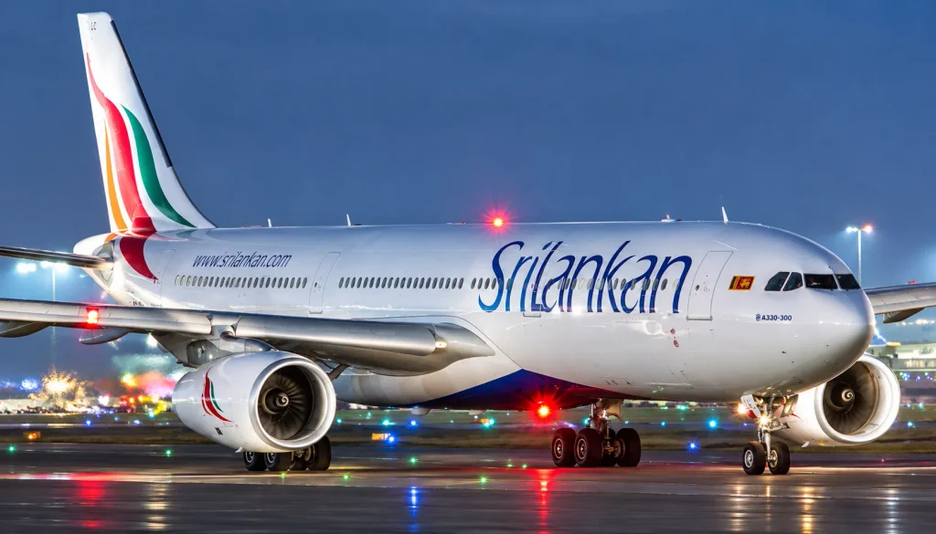 SriLankan Airlines A330 at twilight, a nonstop Karachi flight that skips a Dubai layover in December